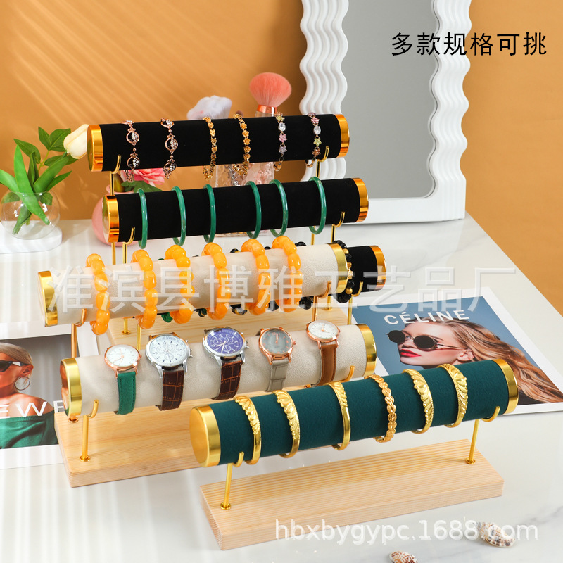 Fabricante de pulseras de madera sólida venta directa relojes de pulseras accesorios de joyería de hierro forjado estante de exhibición