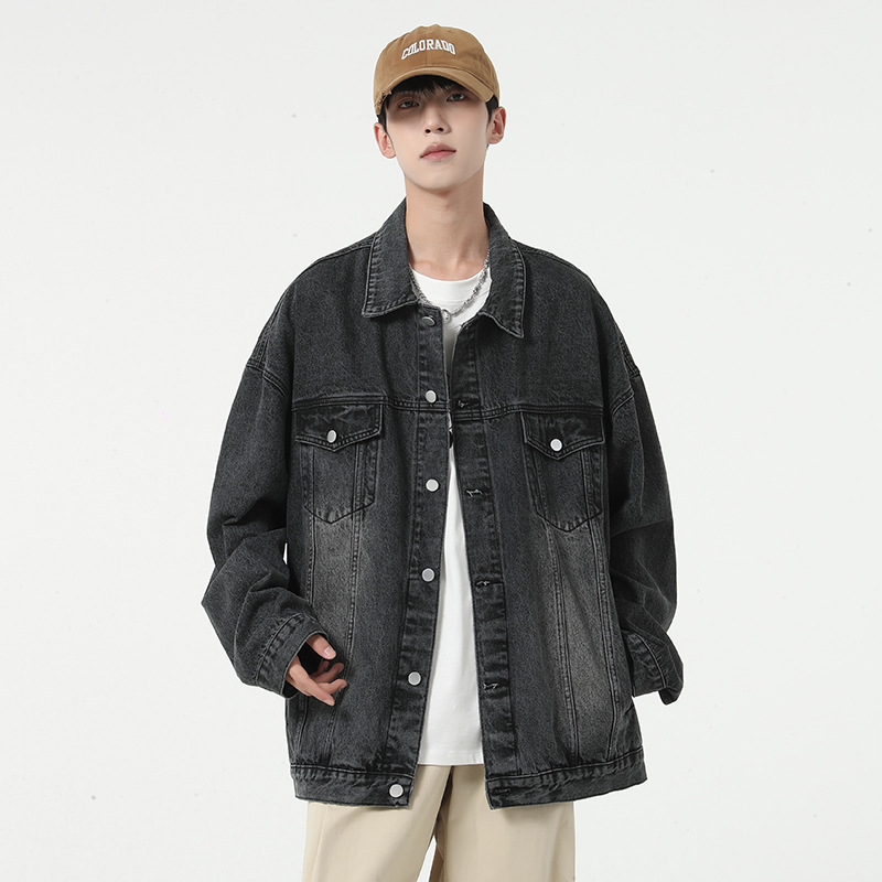 2025春季主推港风牛仔外套宽松百搭怀旧水洗复古男牛仔夹克衫外穿