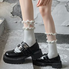 JK socks, Japanese sweet style, mid-calf socks, summer thin version, Lolita Mary Jane shoes, lace edge socks, wearable, Instagram style