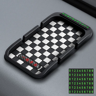 ES/RX/LS/LM/NX/UX/LX car mobile phone: Anti-slip mat - black-and-white-safe-journey-check-double-card-navigation-pad