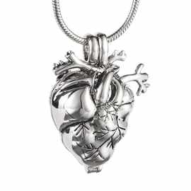亚马逊热销 锌合金心脏解剖造型可打开骨灰纪念项链吊坠香水瓶