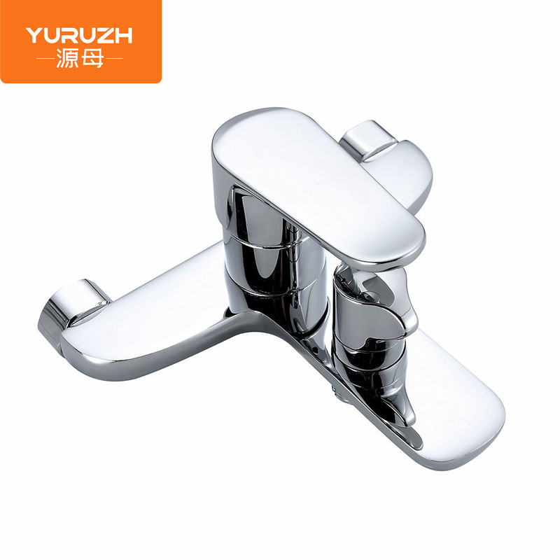 Shower Faucet, All-Copper Concealed and Exposed Cold and Hot Water Heater, Bathroom Wall-Mounted Bathtub Mixing Valve, Triple Wall-Mounted