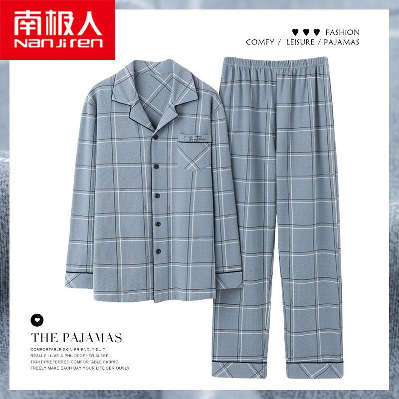 Nuevo pijama de algodón masculino primavera y otoño manga larga suelta más grande ocio se puede usar con ropa de hogar