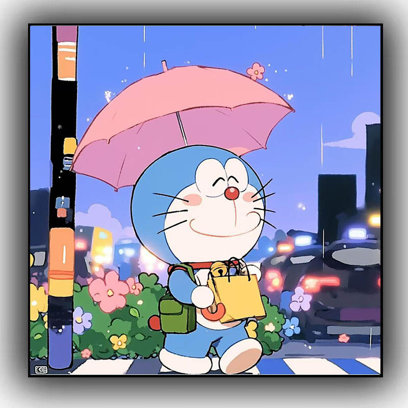 New Doraemon Cartoon Number Oil Painting DIY Handmade Coloring Healing Stress Relief High-Quality Living Room Acrylic Painting 