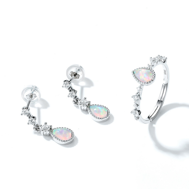 New Korean S925 silver inlaid synthetic opal earrings wholesale