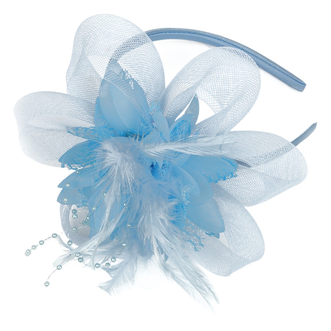 Amazon popular European and American retro feather flower headdress bridal hair accessories mesh top hat Jockey Club hair accessories headdress flower