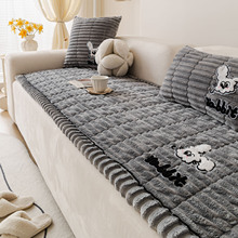 简约风法兰绒高克重沙发垫2025新款秋冬款防滑坐垫在沙发套罩跨境