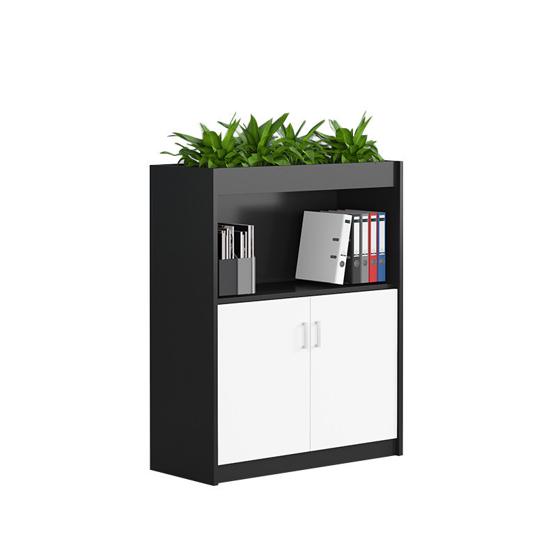 Gabinete de oficina bajo simple negro y blanco moderno compensación de madera bajo gabinete archivador gabinete de archivos gabinete de almacenamiento suministro directo