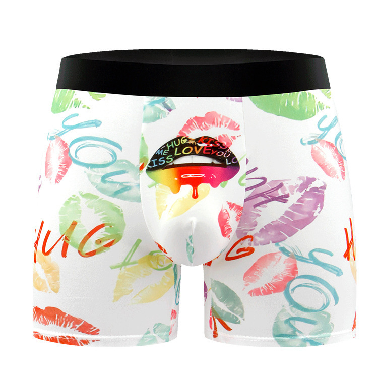 Cross-Border Supply of European and American Creative Printed Underwear for Men, Soft, Comfortable and Breathable Men's Underwear, Mid-Waist Boxer Shorts