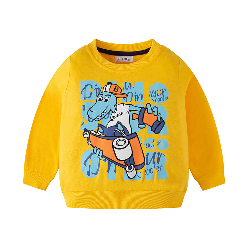 Sudadera de punto con cuello redondo estilo coreano para niños, con estampado de dibujos animados, novedad 2026, top de moda de una pieza para niños, venta al por mayor.