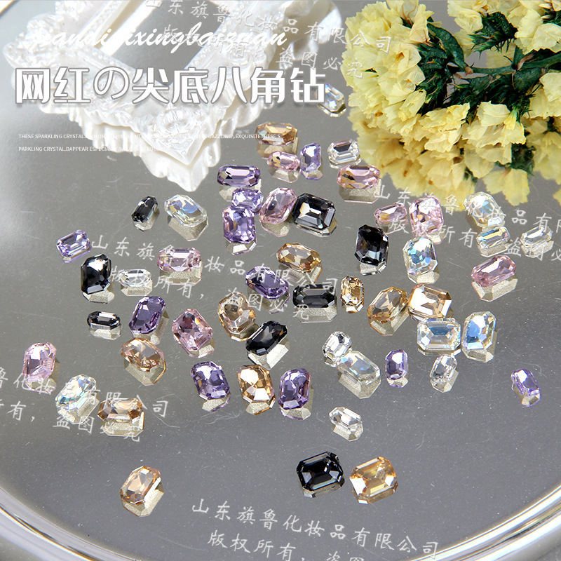 K9 rectangular octagonal pointed bottom Diamond popular online super flash luxury 6*8 color nail accessories wear nail stickers accessories K9 rectangular octagonal pointed bottom Diamond popular online super flash luxury 6*8 color nail accessories wear nail stickers accessories