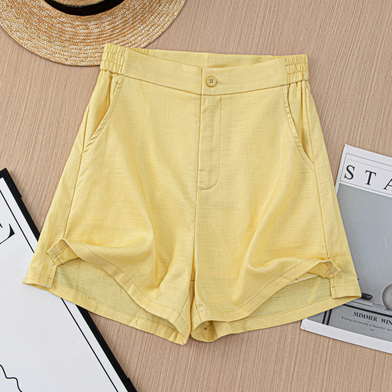 Beautiful Yellow Tencel Linen Shorts for Women 2026 Summer New Style Thin High-Waisted Slimming Casual Petite A-Line Shorts Beautiful Yellow Tencel Linen Shorts for Women 2026 Summer New Style Thin High-Waisted Slimming Casual Petite A-Line Shorts