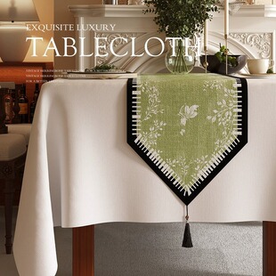 Mid-ancient Style Triangle Table Flag Light Luxury High-end Tablecloth Fabric Long Tea Mat Waterproof Chinese Zen Style Coffee Table Cover Cloth