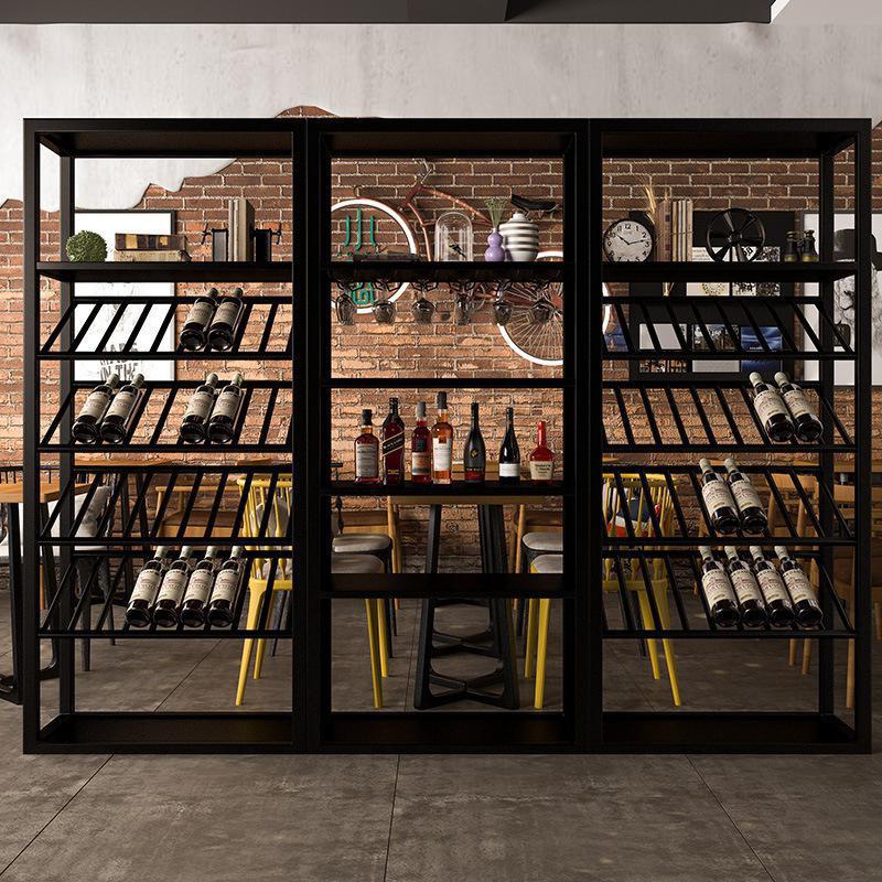 American style Retro Wine rack Iron art red wine Showcase Industry theme Restaurant Wine Exhibition Wine cabinet