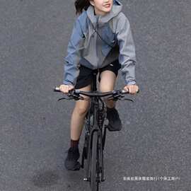 拼接撞色冲锋衣外套女春秋款户外运动机能工装防风防水登山服夹克