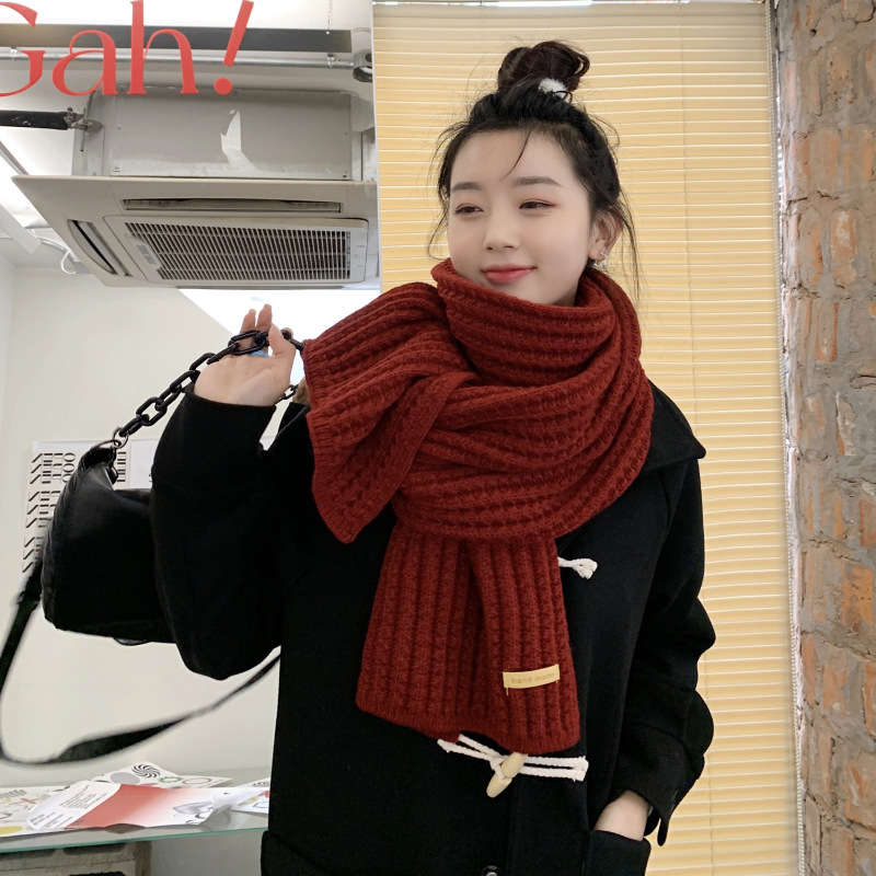 Knitted Wool Red Scarf NSCM101118