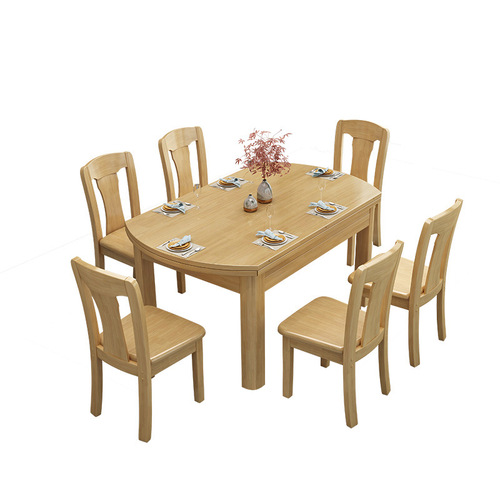 Solid wood dining table household square and round dining table folding dining table small apartment household dining table dining chair combination