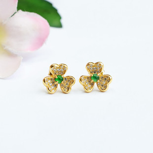Xinyu S925 silver inlaid natural jadeite earrings a Clover ear hook factory wholesale FC2072708