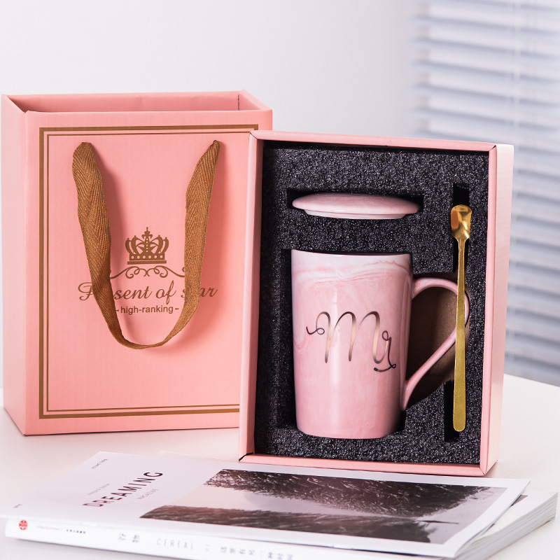 Taza de pareja creativa taza de agua mano regalo joyería publicidad taza de apertura actividad regalo Taza de cerámica que hace registro