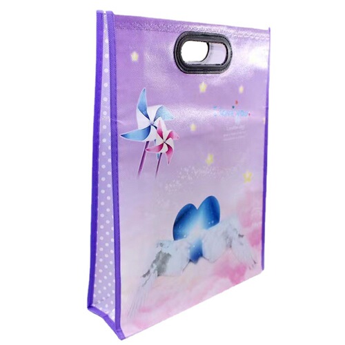 Non-woven student tutoring bag Oxford cartoon color printed bag flat mouth punched zipper handbag wholesale