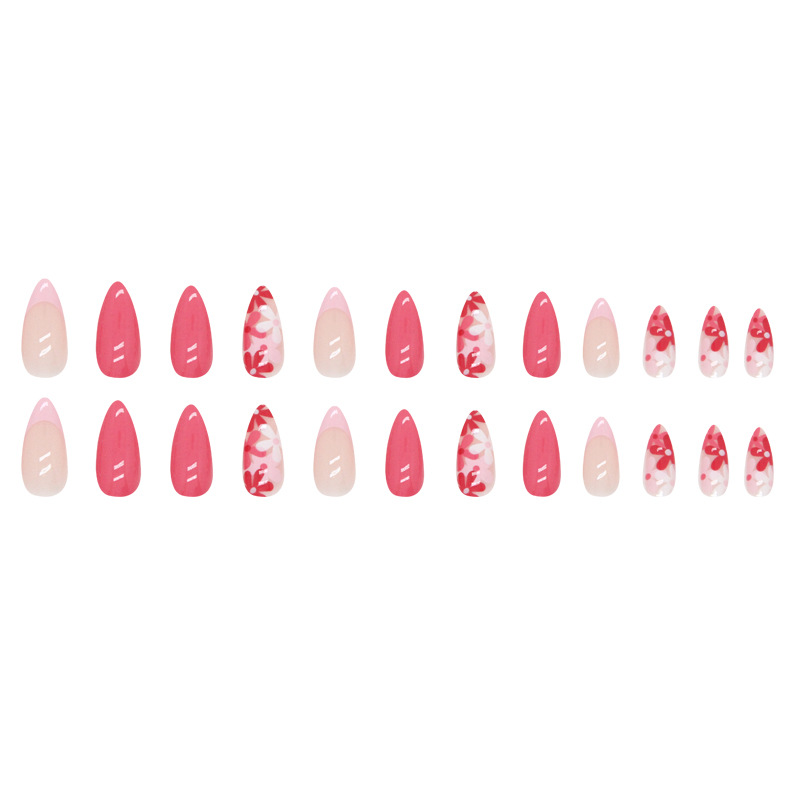 Unhas postiças florais rosa estilo instagram para mulheres_voghion.com