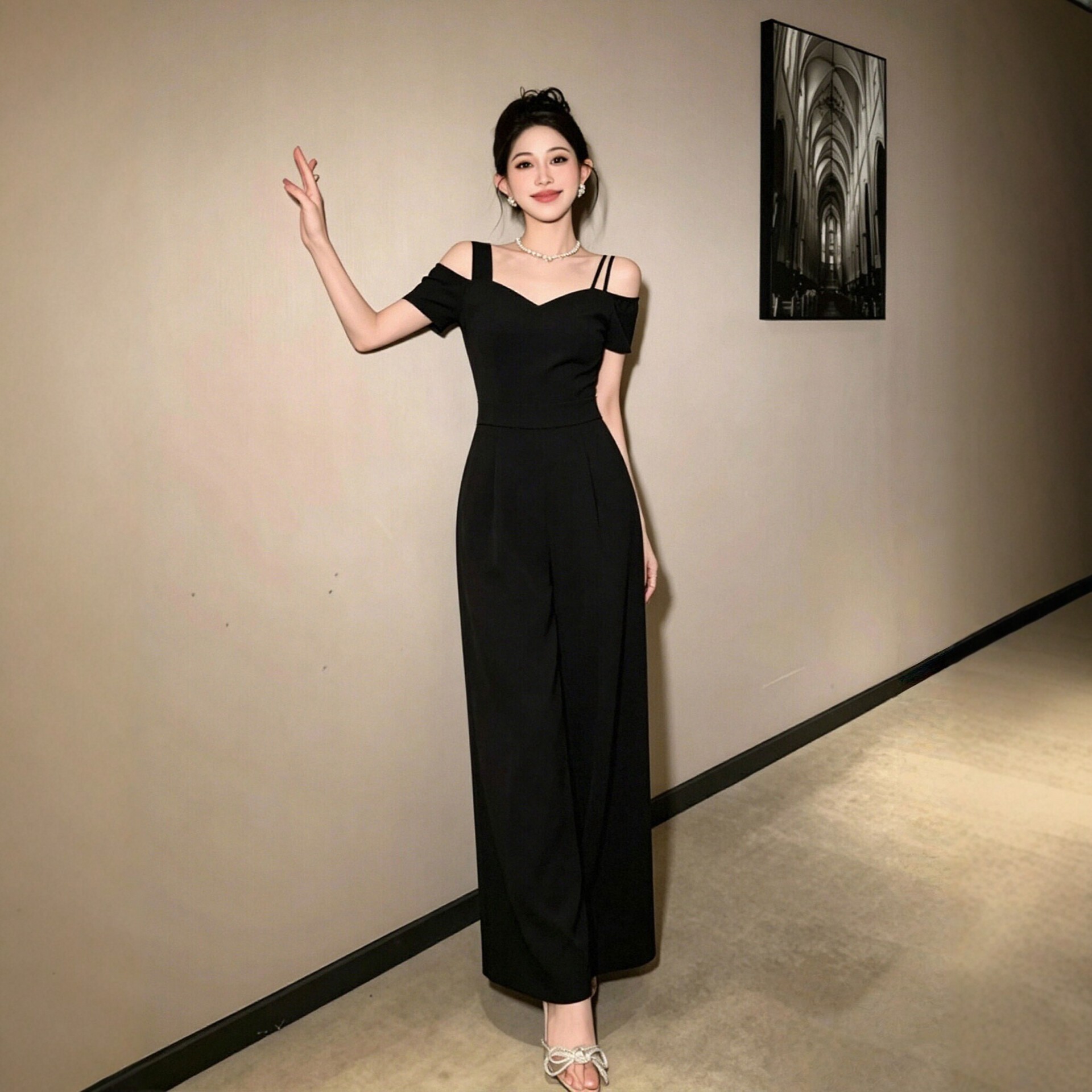 2026 Summer New Women's Fashionable Jumpsuit with Goddess Style, High Waist, Slimming and Elegant Fit, D6010