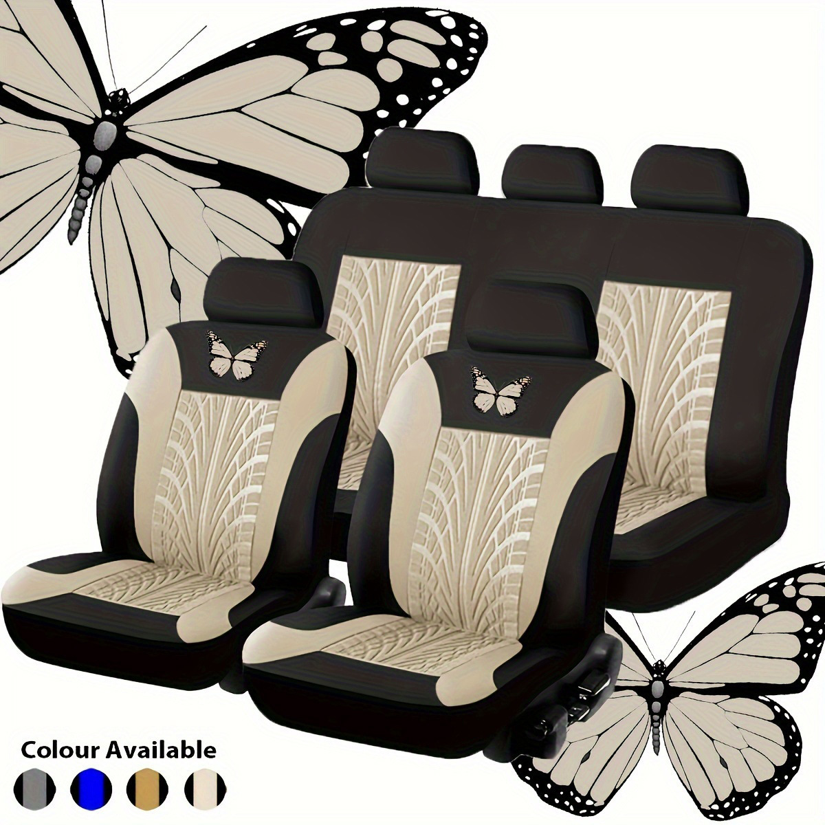 Moda mariposa pintada en caliente doble cojín de proceso de asiento de automóvil general cubierta de asiento transpirable suave y cómoda
