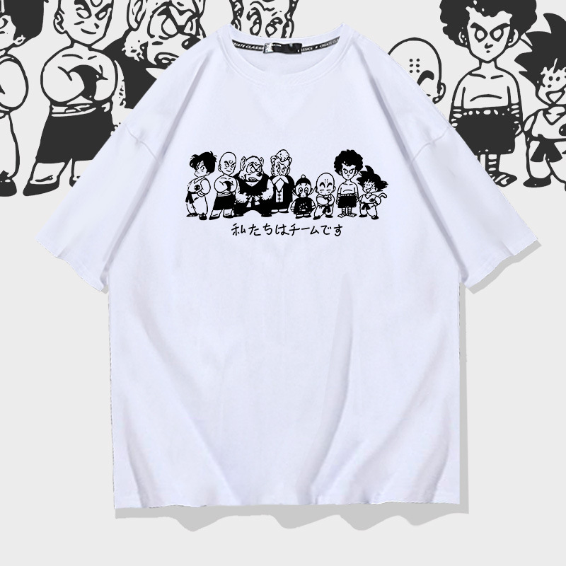 Dragon Ball cotton short-sleeved T-shirt men's and women's summer fashion brand Youth casual Cartoon Cartoon loose off-shoulder half-sleeve top Dragon Ball cotton short-sleeved T-shirt men's and women's summer fashion brand Youth casual Cartoon Cartoon loose off-shoulder half-sleeve top