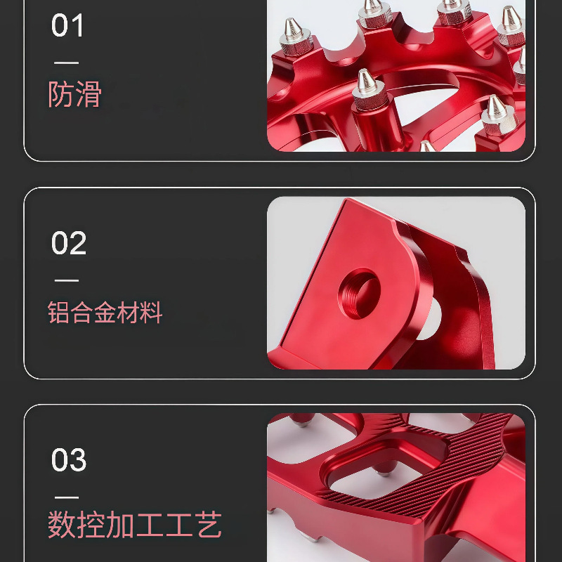 Suitable for Honda Cr/Crf125R/250R/250X/450X Kawasaki Kx250F/450F Aluminum Alloy Footrests