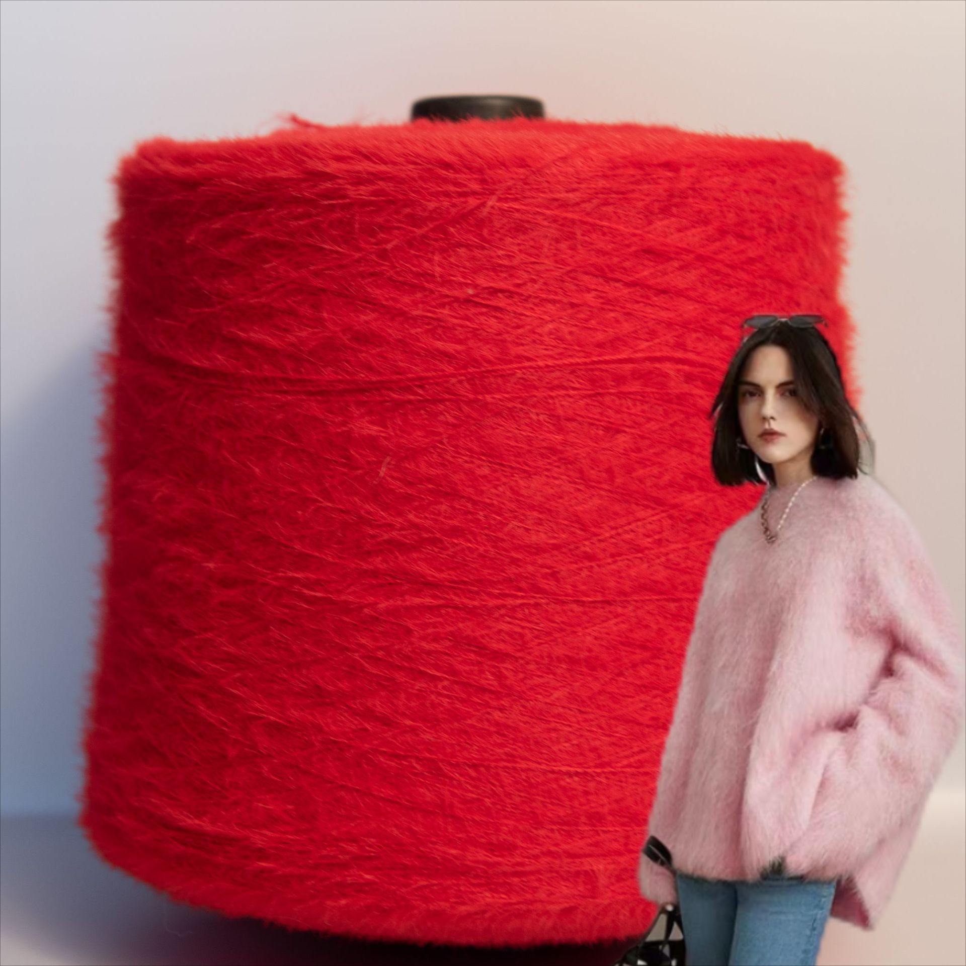 优质0.9公分仿貂花式纱特种纱锦纶羽毛纱卷毛帽子秋冬装毛衣围巾