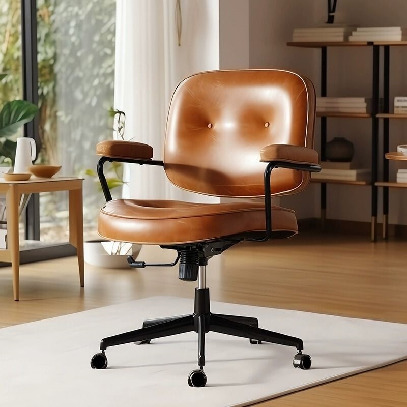 Computer Chair, Retro Swivel Office Chair, Study Chair, Home Use, Comfortable for Long Sitting, with Backrest