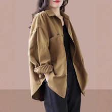 2025春秋装新款女士长袖衬衫洋气减龄外套开衫百搭中长款女装上衣