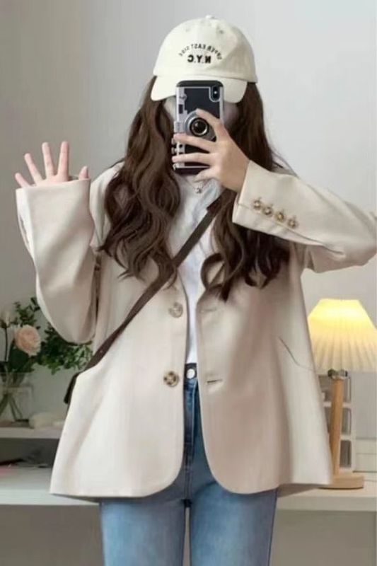 小个子西装外套女矮个子棕色气质宽松短款小西服码秋|undefined