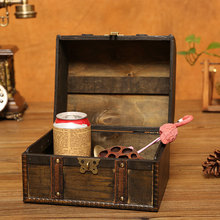 复古木质带锁木盒收纳化妆品首饰储物盒收藏小木箱盒钥匙密码盒子