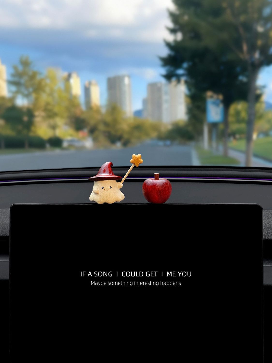 Car Ornament [Cast a Magic Spell for a Safe Journey] Screen Center Console Decorative Interior Accessory