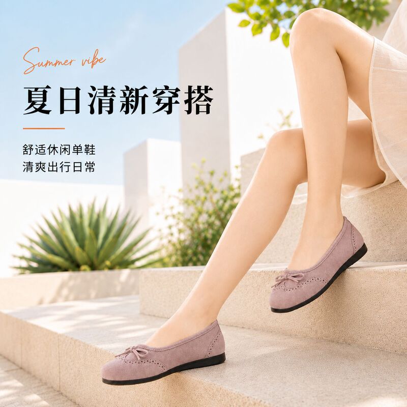 Gentle Style Bow-Knot Women's Shoes with Soft Soles, Korean Style, Elegant for Shopping and Outings, Simple and Versatile Casual Shoes