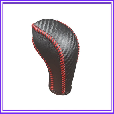 Buick Regal gear shift knob Sürətlər qutusu və əl tormozu başlıqları - 09-15-regal-black-carbon-red-line-genuine-leather