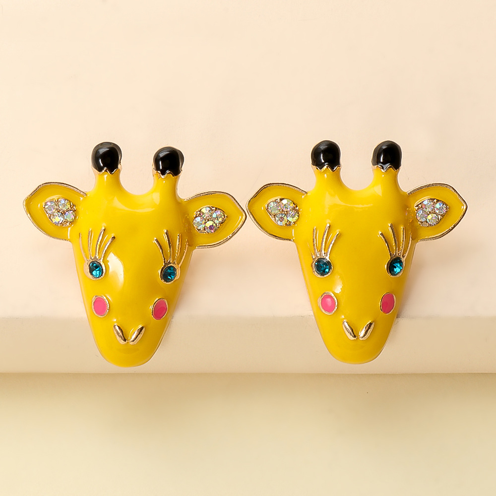 Fashion Retro Giraffe Epoxy Stud Earrings Wholesalepicture2