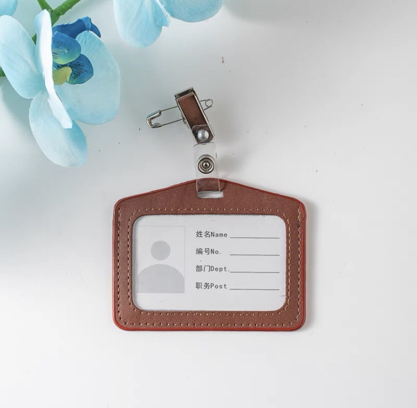 가로 가죽 브라운 단면 + 핀 겸용 클립