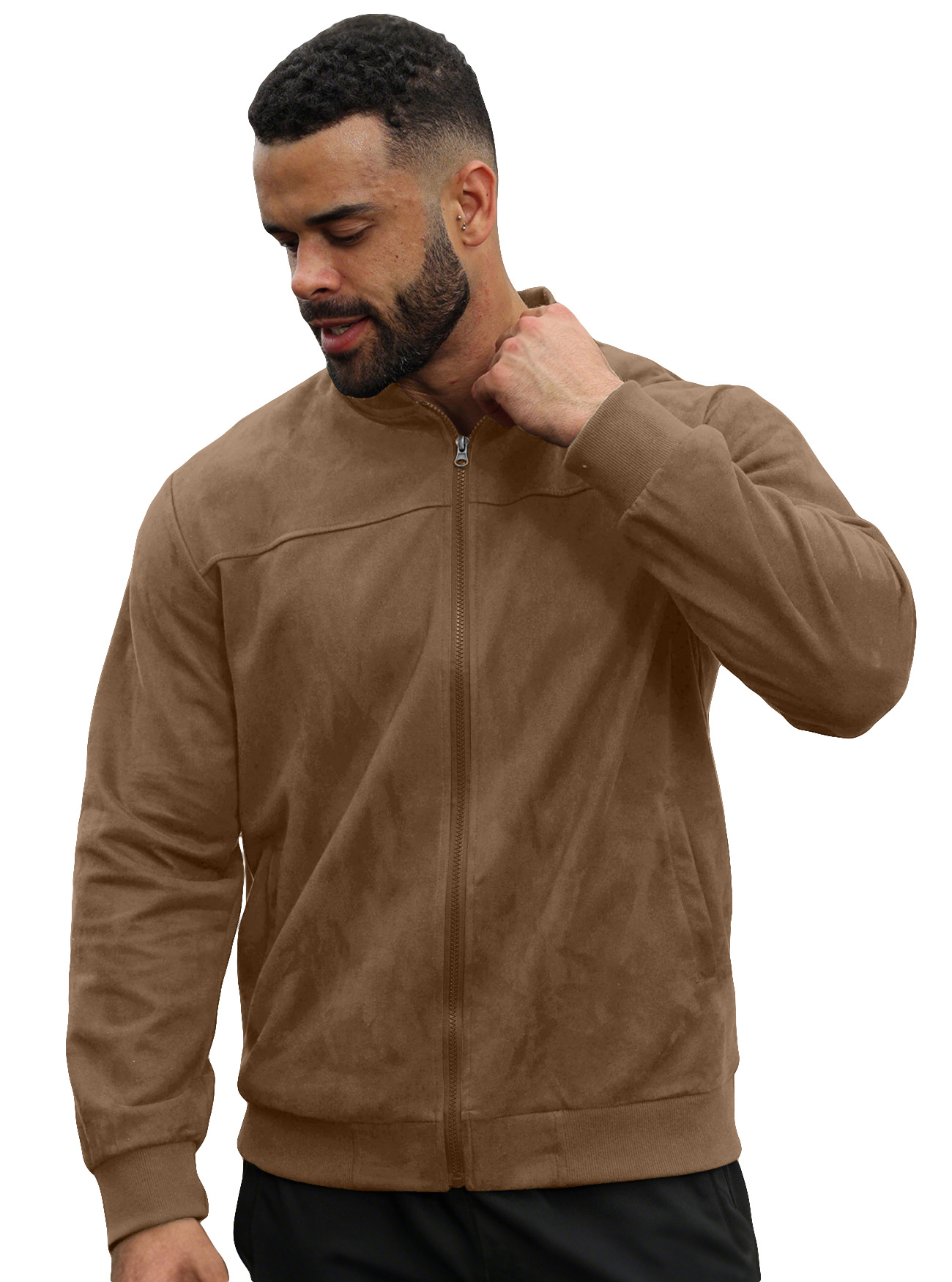 Chaqueta de Gamuza con Cierre para Hombre de Gamuza Sintética para Ocasiones Casuales image 13