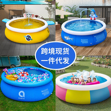 jilong圆形夹网水池儿童户外充气游泳池家庭小孩大型折叠戏水池