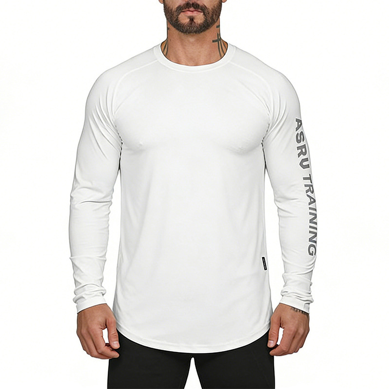 Asrv Men's T-Shirt Spring American Style Youth Loose-Fitting Round Neck Long-Sleeved T-Shirt Men's Quick-Drying Breathable Sports Base Shirt