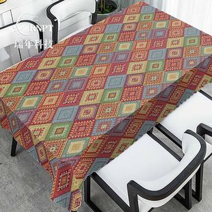 RNPT Ruinian Factory Sold New Product Ethnic Style Printed Tablecloth Square Dining Tablecloth Waterproof Washable PVC Plastic Tablecloth