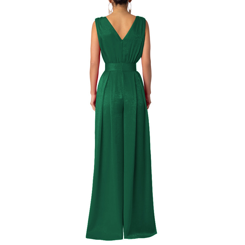 Dam jumpsuit slim fit med hög midja och vida byxben_voghion.com