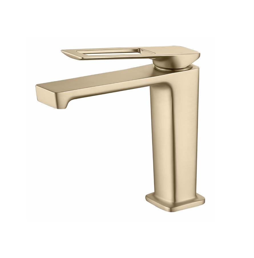 Kaiping Youjia bathroom counter Basin hot and cold brushed gold single hole wash basin square waterfall faucet 31493