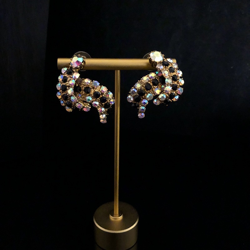 Stylish Vintage Necklace Earrings Set Multi-strand Chain Trimmed with Diamonds Knotted Tassel Sweater Chain Stud Earrings_voghion.com