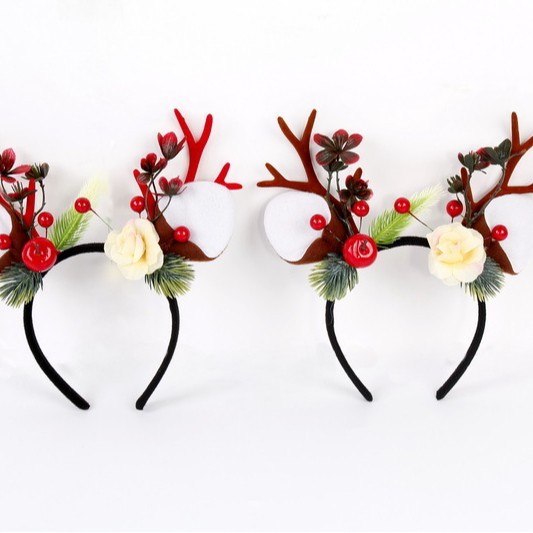 Navidad mori flocado corbata diadema decoración adultos niños decorativos accesorios para el cabello lindo hada banda para el cabello accesorios de clip para el cabello