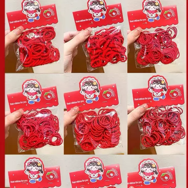 小女孩节日喜庆红色过年不伤发宝宝红头绳公主小揪揪发圈儿童发绳