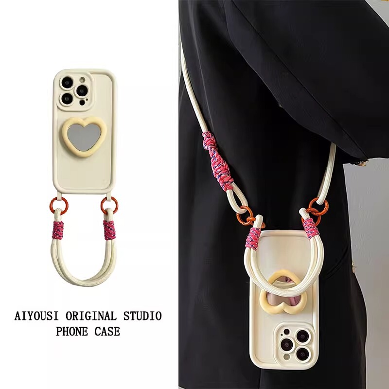 Simple Off-White Silicone Heart-Shaped Stand Suitable for Apple 17 Pro Max Phone Case iPhone 15 Makeup Mirror 12 Simple Off-White Silicone Heart-Shaped Stand Suitable for Apple 17 Pro Max Phone Case iPhone 15 Makeup Mirror 12