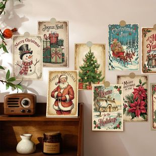 12 Vintage Christmas Holiday Postcards Christmas Family Party Wall Decorative Cards Wall Decorative Cards